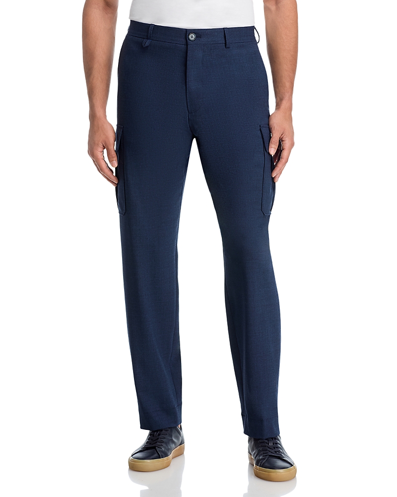 Paul Smith Wool Blend Cargo Trousers In Blue