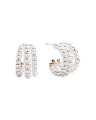 Halia Imitation Pearl Hoop Earrings
