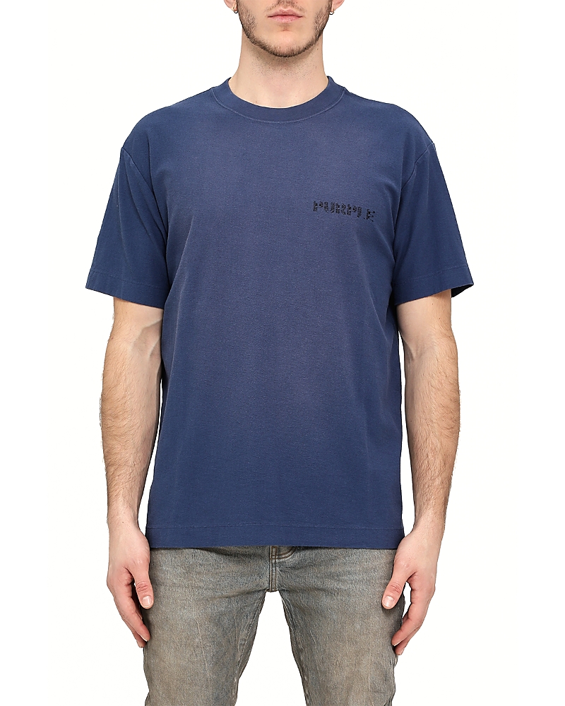 Purple Brand Textured Graphic Logo Tee In Blue