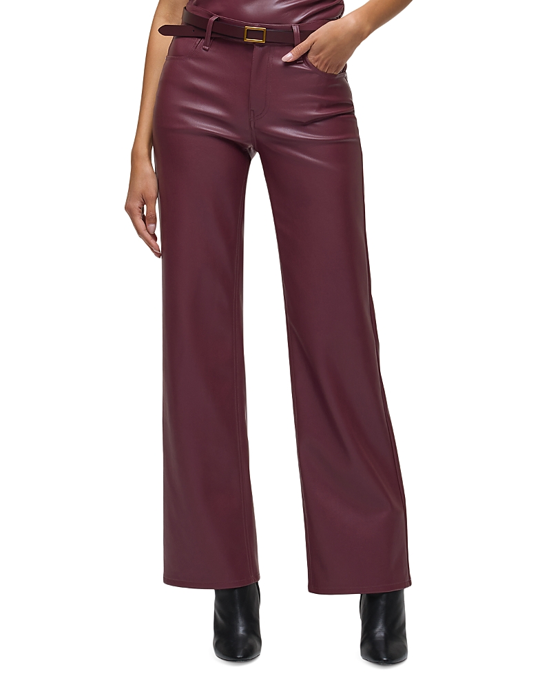 Hudson Rosie High Rise Wide Leg Faux Leather Jeans In Port Royal In Burgundy