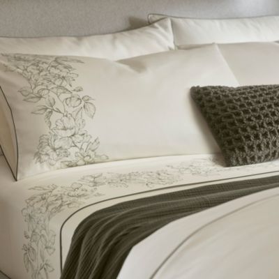 Signature Etched Peony Piped-Edge Sheet Set, Full