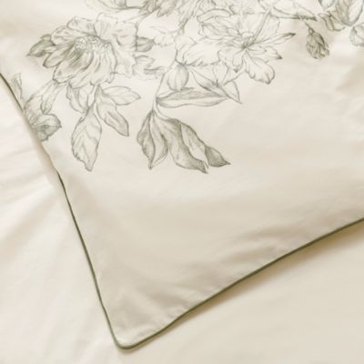 Signature Etched Peony Piped-Edge Duvet Set, King/Cal King