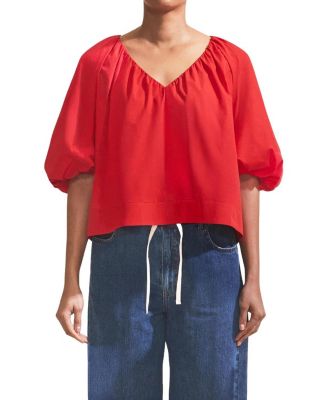  Puff Sleeve V-Neck Top