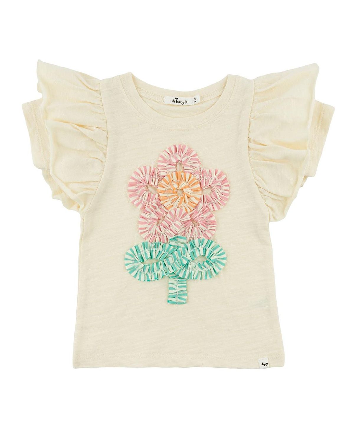 oh baby! Girls' Cabana Ruffle Daisy Applique Butterfly Top - Baby