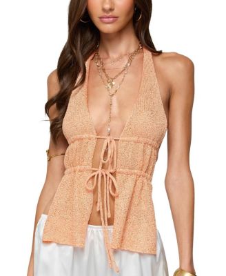 Edikted Sequin Knit Split Front Backless Top
