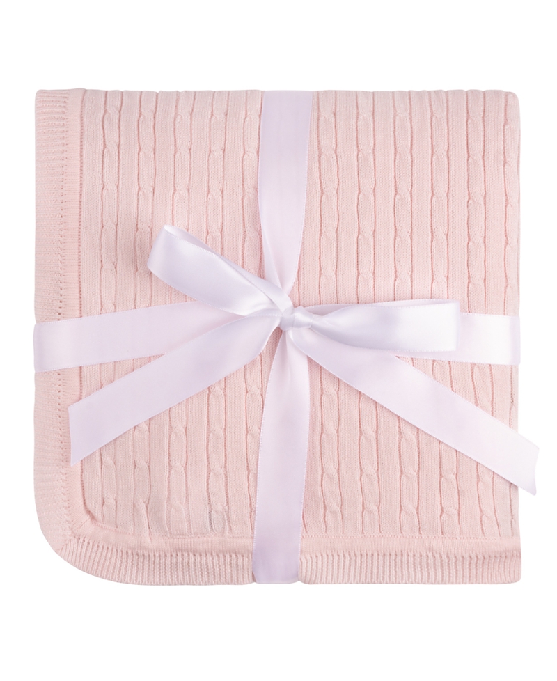 Feltman Brothers Unisex Cable Knit Blanket- Baby In Pink