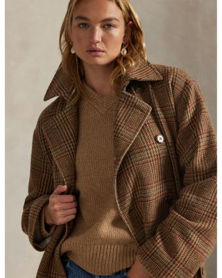 Glen Plaid Wool Trench Coat