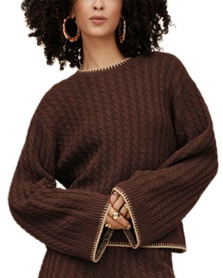Cable Knit Whipstitched Sweater