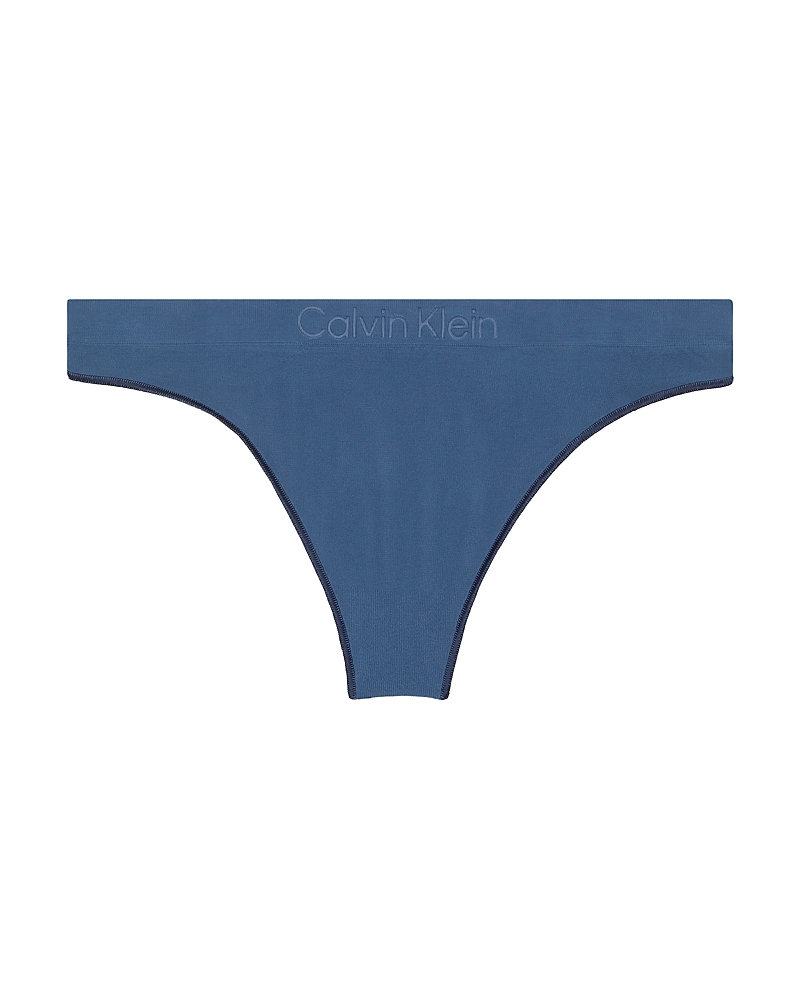 Calvin Klein Bonded Flex Mid Rise Thong In Blue