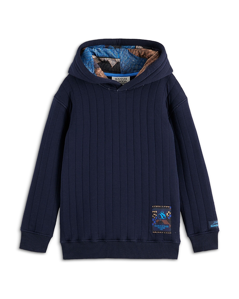 Scotch & Soda Boys' Quilted Patchwork Hoodie - Little Kid, Big Kid In Blue
