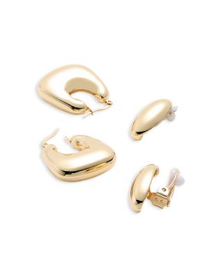 Square Hoop & Clip On Stud Earrings, Set of 2 - Exclusive
