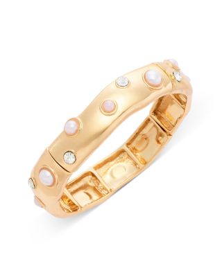 Cubic Zirconia & Imitation Pearl Bangle Bracelet - Exclusive