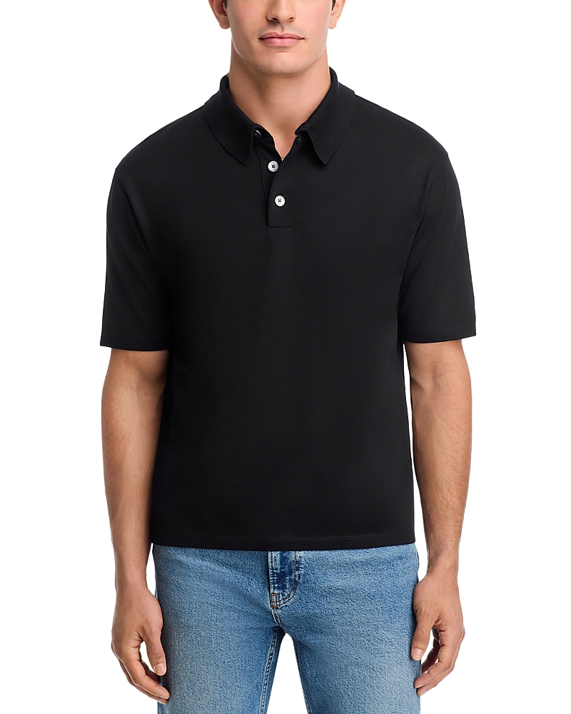 Frame Cotton Pique Polo In Black