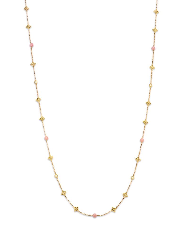 Roberto Coin 18k Yellow Gold Principessa Pink Opal & Diamond Statement Necklace, 31 In Gold