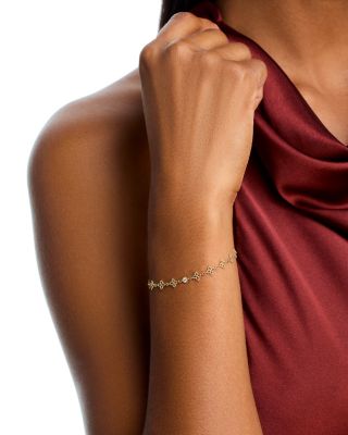 18K Yellow Gold Principessa Diamond Accent Flower Station Link Bracelet