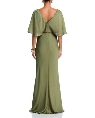 Draped Bodice Cascading Gown