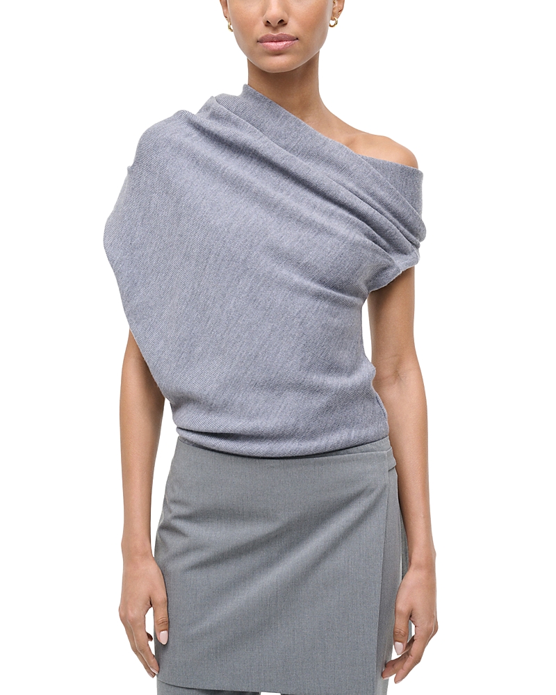 Staud Mabel One-shoulder Sweater In Gray