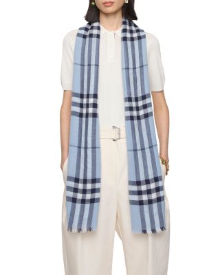 Wide Check Lightweight Wool Scarf