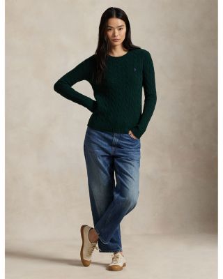 Cable Wool Cashmere Crewneck Slim Fit Sweater