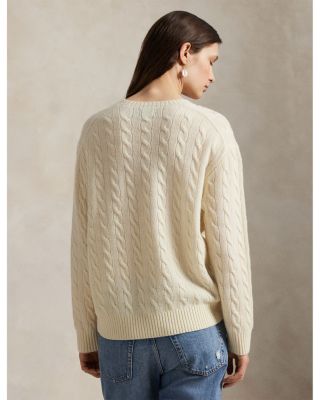 Cable Wool Cashmere Crewneck Slim Fit Sweater