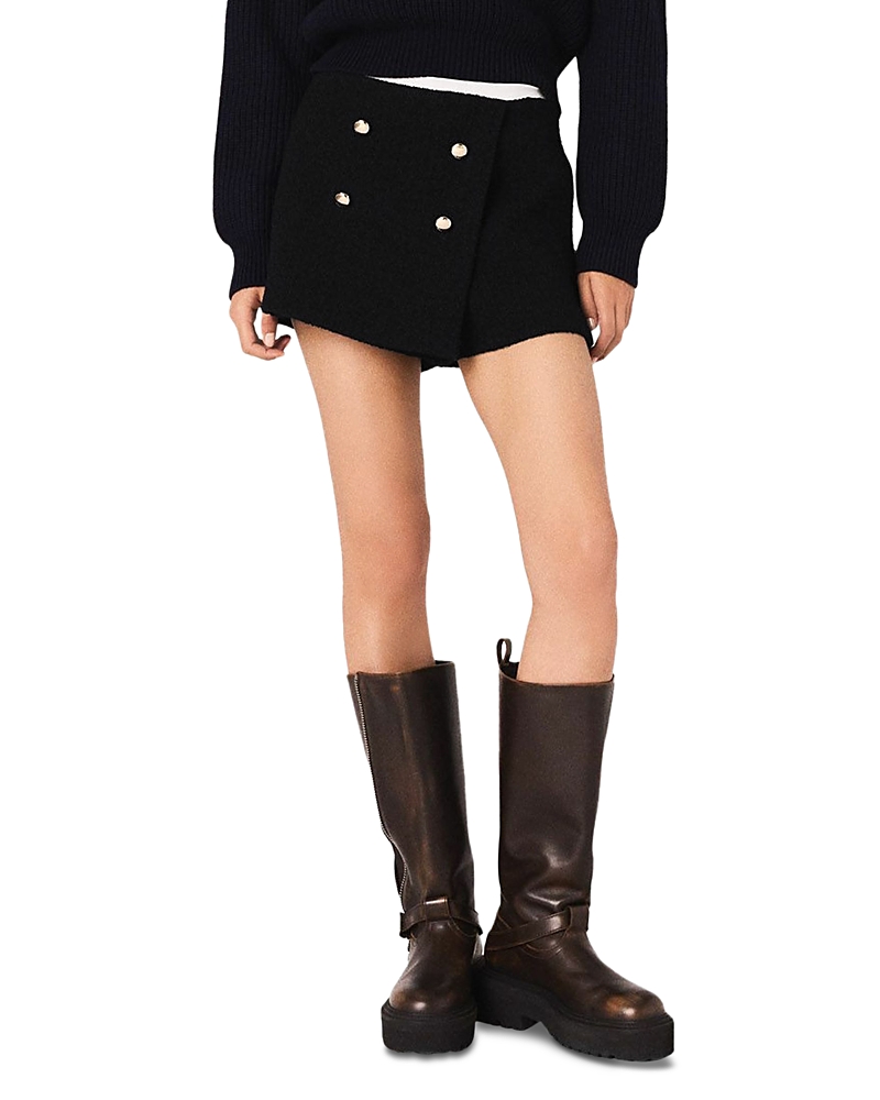 Maje Tweed Shorts With Contrast Band In Black