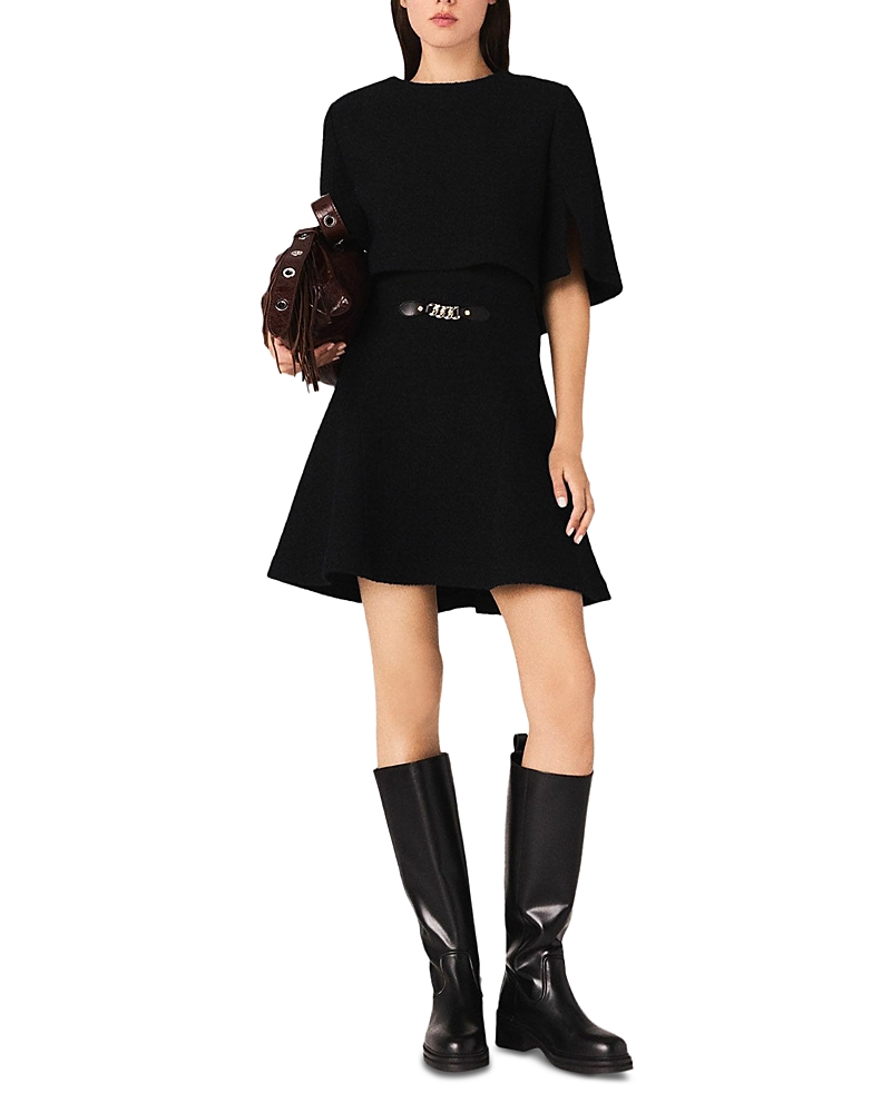 Maje 2-in-1 Tweed-effect Dress In Black