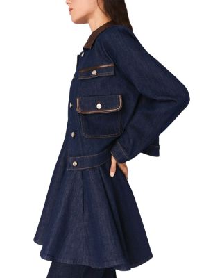 Denim Jacket with Faux Leather