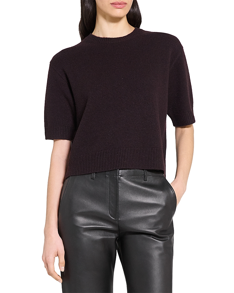 Theory Cashmere Cropped Short Sleeve Sweater