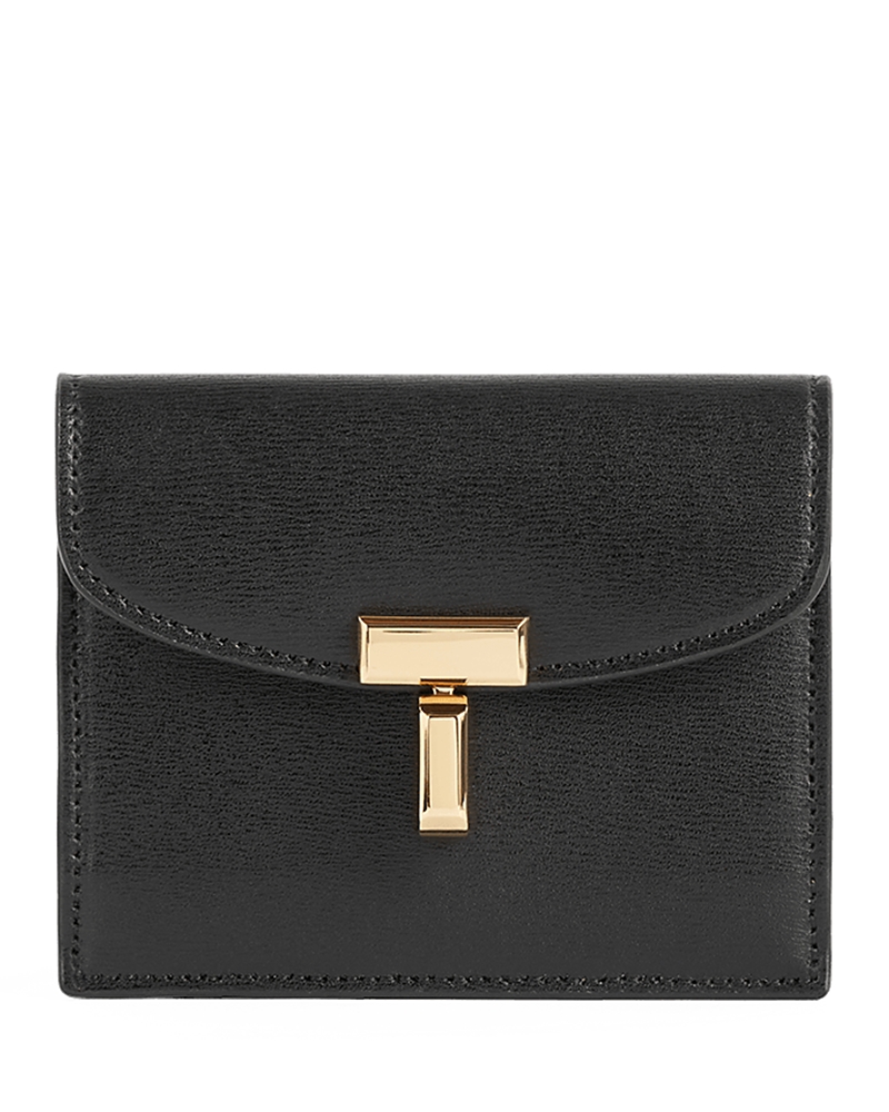 Totême T Lock Leather Cardholder In Black