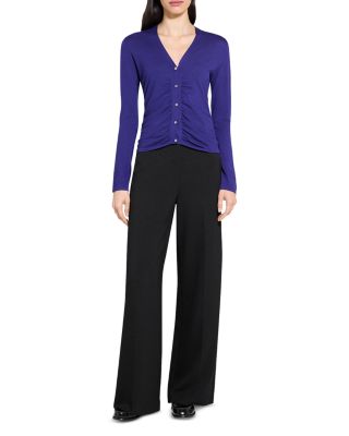 Shirred Cardigan Sweater