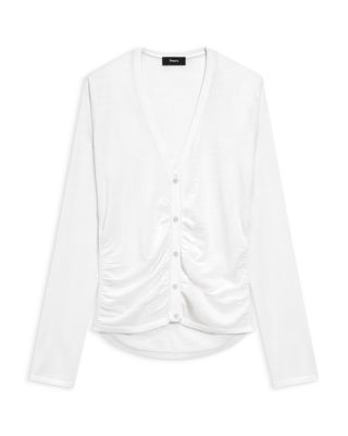 Shirred Cardigan Sweater