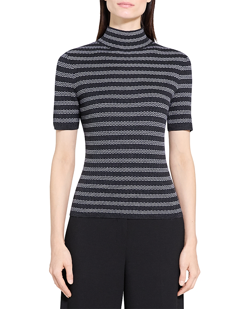 Theory Stripe Merino Wool Sweater In Blue