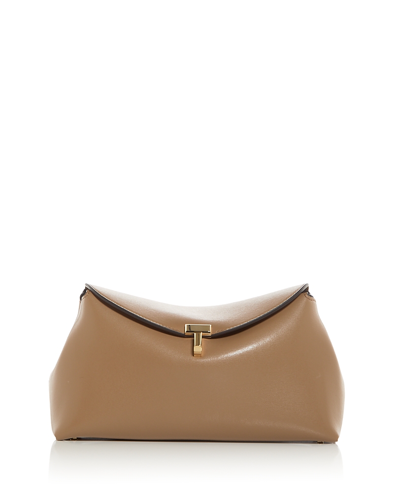 Totême T-lock Smooth-leather Convertible Clutch In Medium Bone