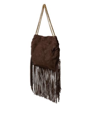 Large Suede Fringe Slouch Shoulder Bag