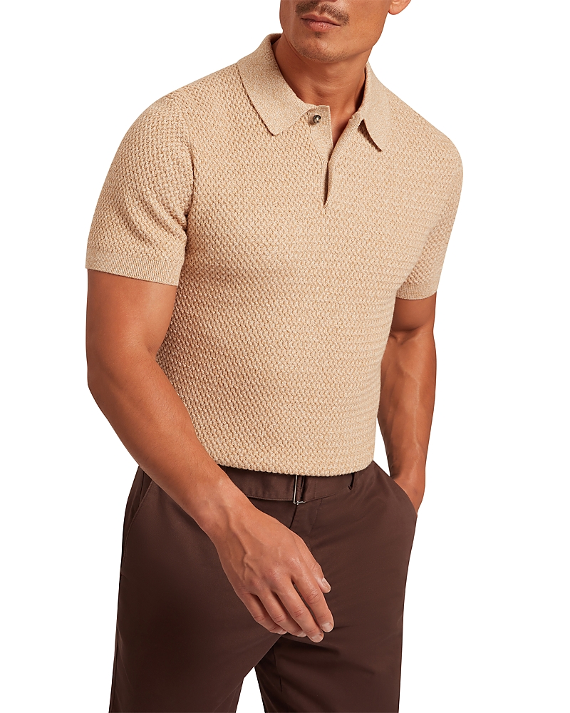 Ted Baker Janko Textured Knit Polo In Brown