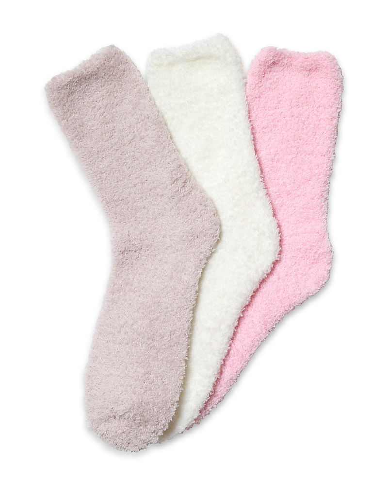 Stems Plush Cozy Socks, Pack Of 3 In Pink