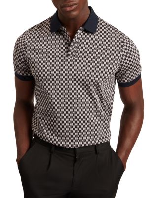 Ernist Short Sleeve Geo Jacquard Cotton Polo