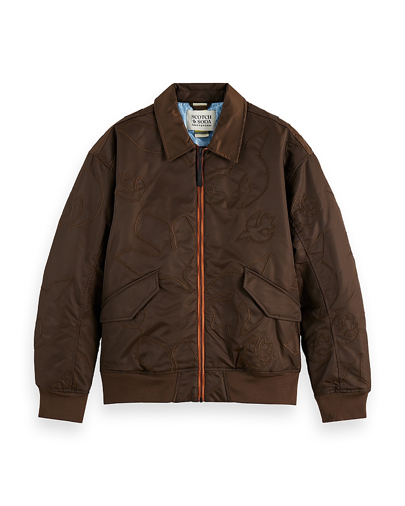 Scotch & Soda Aviator Bomber Jacket In Brown