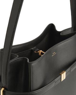 Belted Smooth Leather Bucket Bag