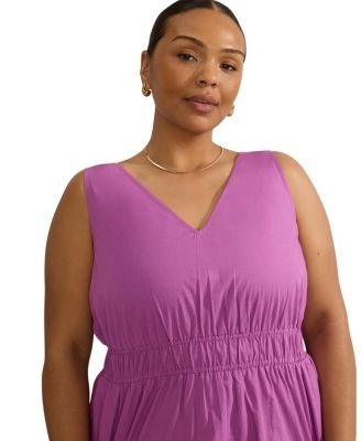  V-Neck Elasticated Waist Dress