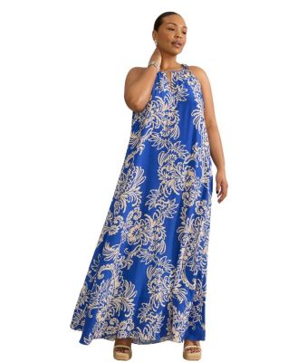 Floral Print Halter Neck Maxi Dress