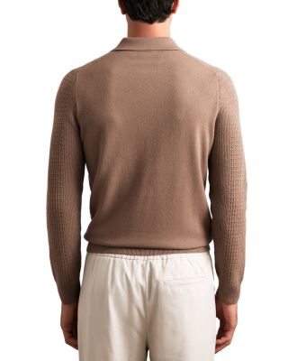 Hamilton Long Sleeved Half Zip Square Textured Wool Polo Shirt
