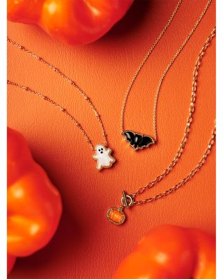 Orange Mother of Pearl Pumpkin Pendant Necklace, 17"