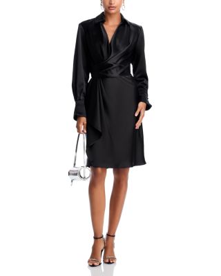 Short Satin Long Sleeve Dress - Exclusive