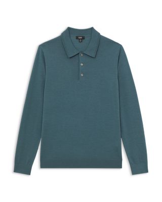 Trafford Long Sleeved Half Button Merino Wool Polo