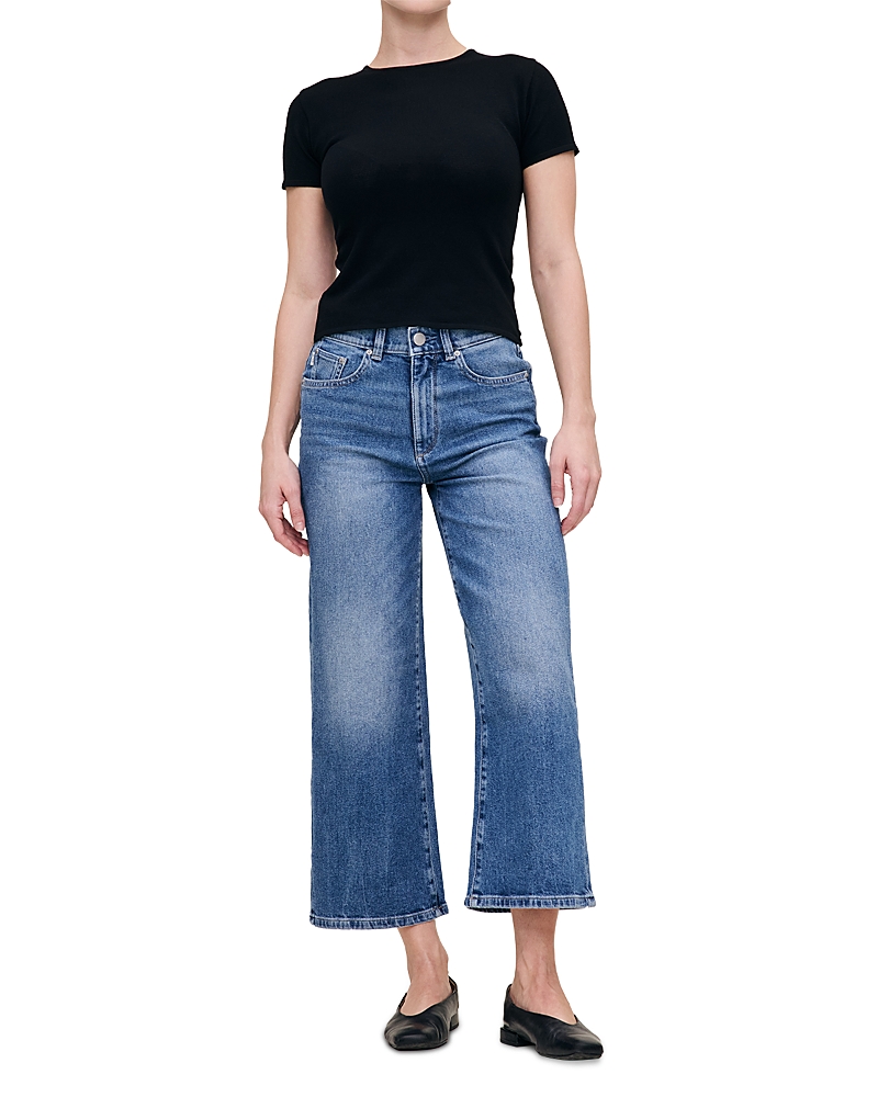 Dl1961 Hepburn High Rise Wide Leg Petite Jeans In Driggs In Blue