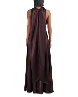 Satin Cape Maxi Dress