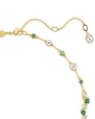 Constella White & Green Crystal Lariat Necklace, 14.87"-17.75"