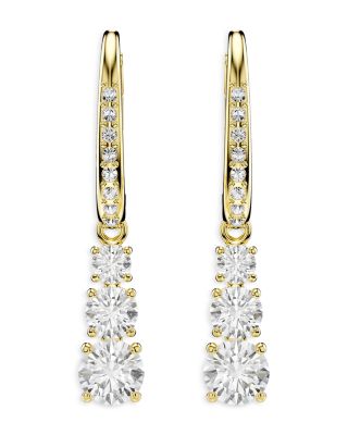 Stilla Crystal Attract Three Stone Dangle Hoop Earrings
