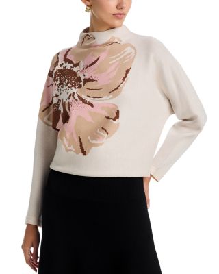 Funnel Neck Floral Print Sweater